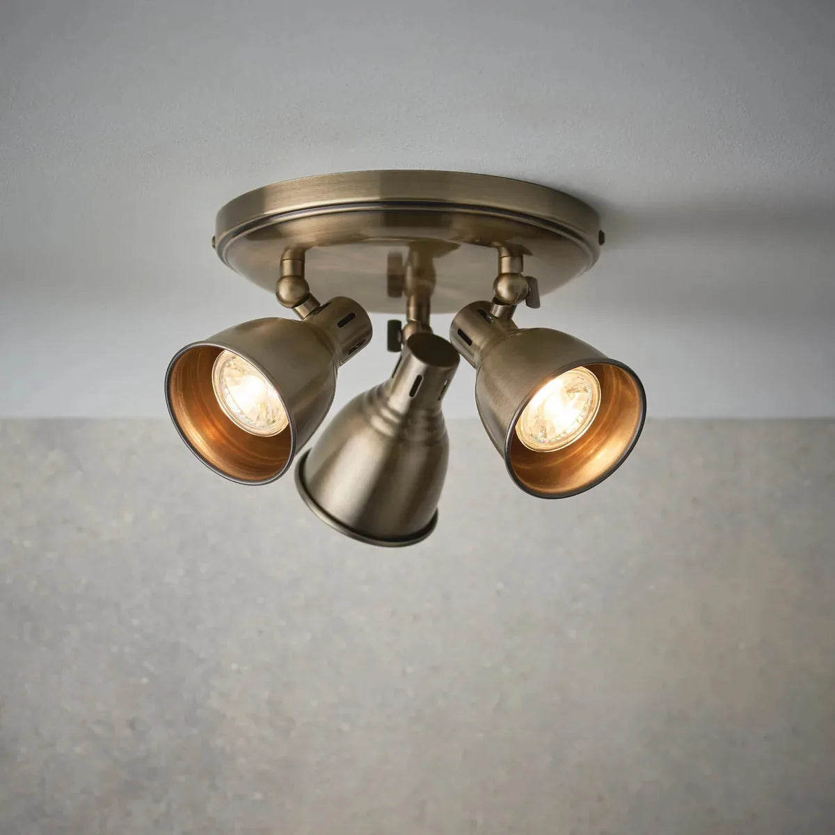 Classic Lighting Collection | 3-Light Spotlight in Antique Brass with Adjustable Heads | Versatile Illumination for Any Space 0
