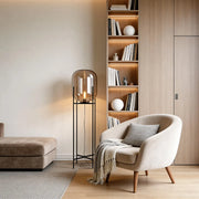 Bubbluxe | Modern Black Floor Lamp with Hand-Blown Glass Shade 2
