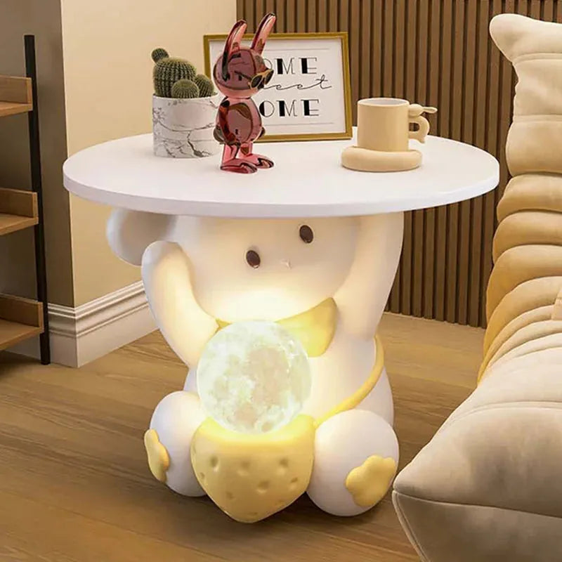 Art Deco | End Table with LED Light & Drawer | Whimsical Side Table for Kids' Room 0