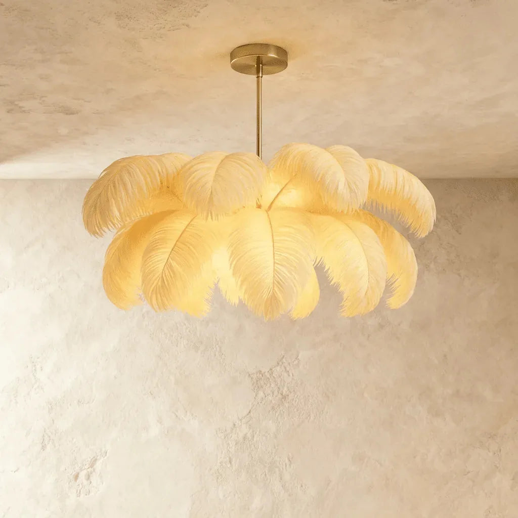 Freyza - AetherFeather | Elegant Adjustable Feather Chandelier Light