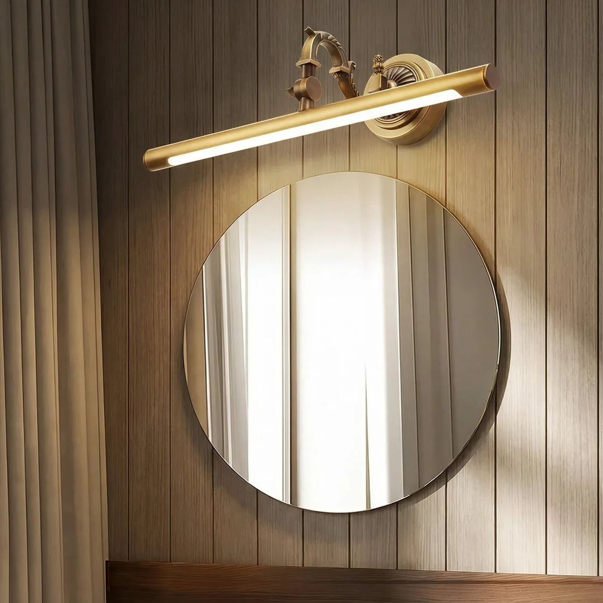 Freyza - Bathroom Mirror Light LED European Style Antique Brass 45-75cm