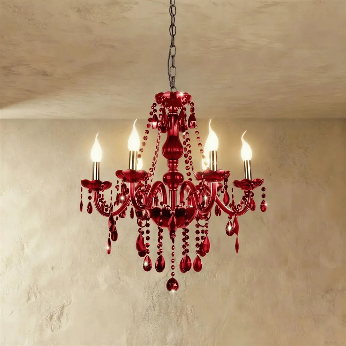 Brigitte | Elegant Timeless Red Chandelier Light for Dining Room Decor 0
