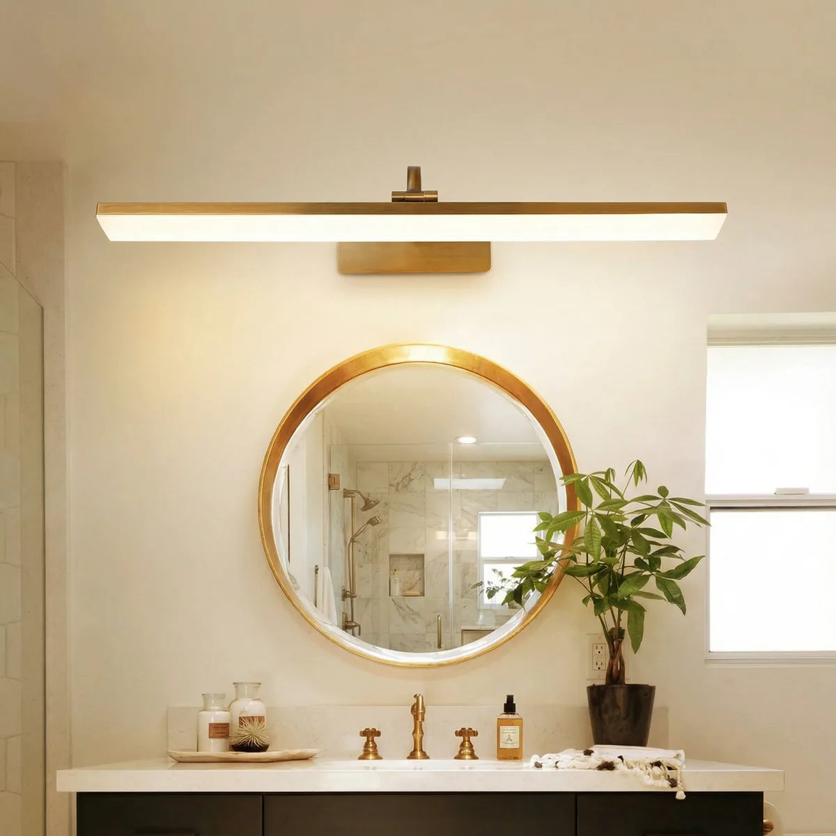 Freyza - Bathroom Vanity Light Linear LED Curved Wall Sconce Brushed Brass 41-51cm 8-10W
