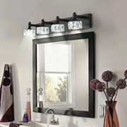 Freyza - Bathroom Vanity Sconce LED 4-6 Light Matte Black Crystal Glass Wall Light