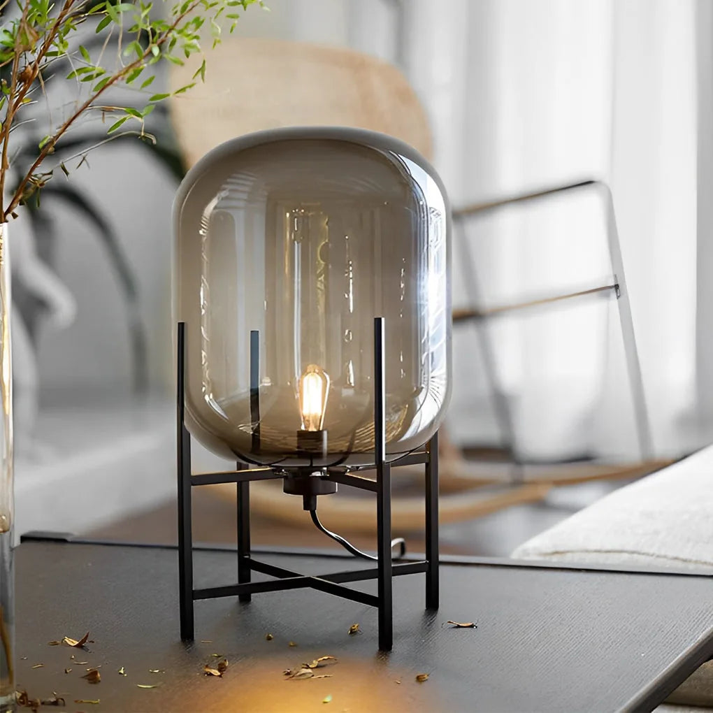 Bubbluxe | Modern Black Floor Lamp with Hand-Blown Glass Shade 0