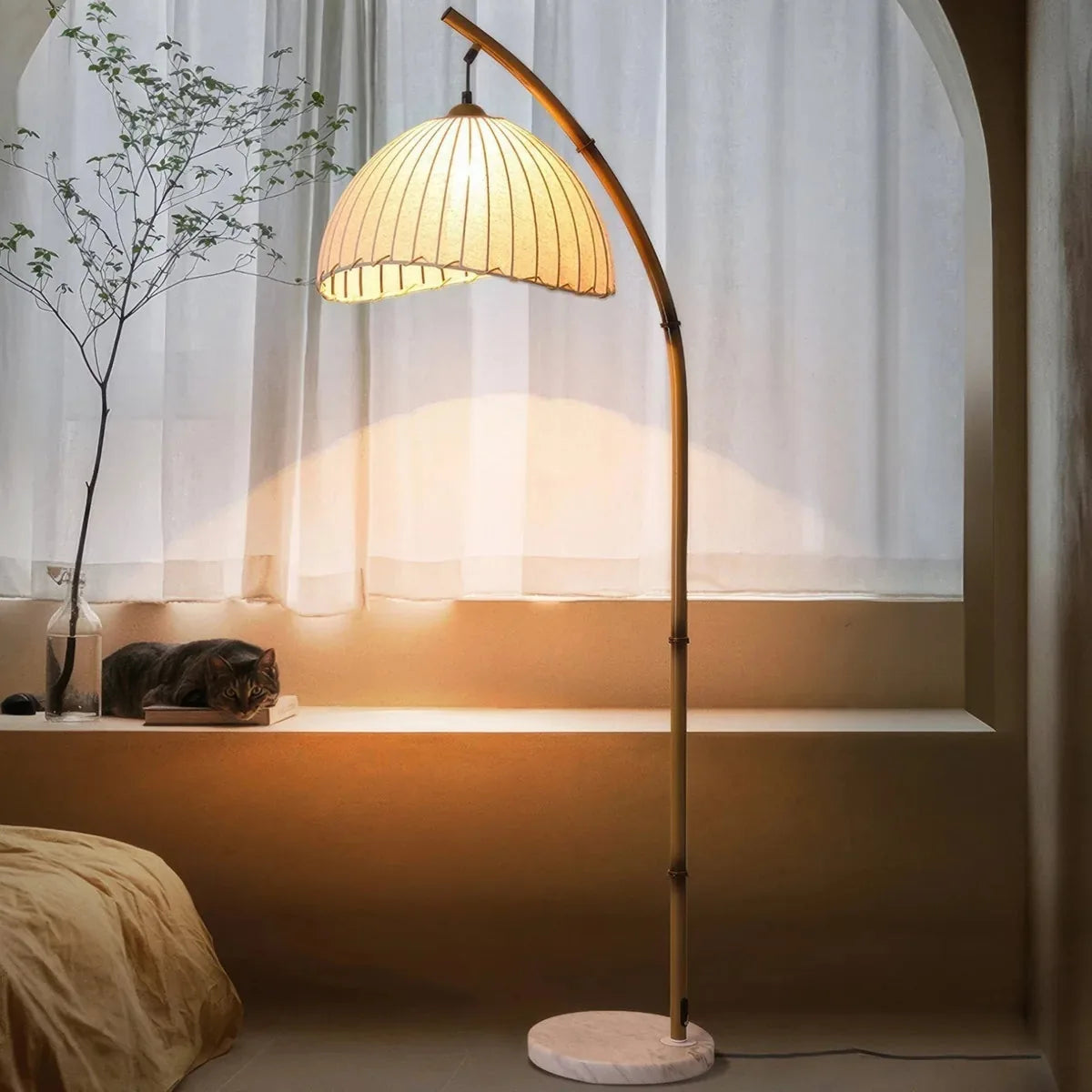 Freyza - BambooGlow | Elegant Modern Floor Lamp for Living Room Decor