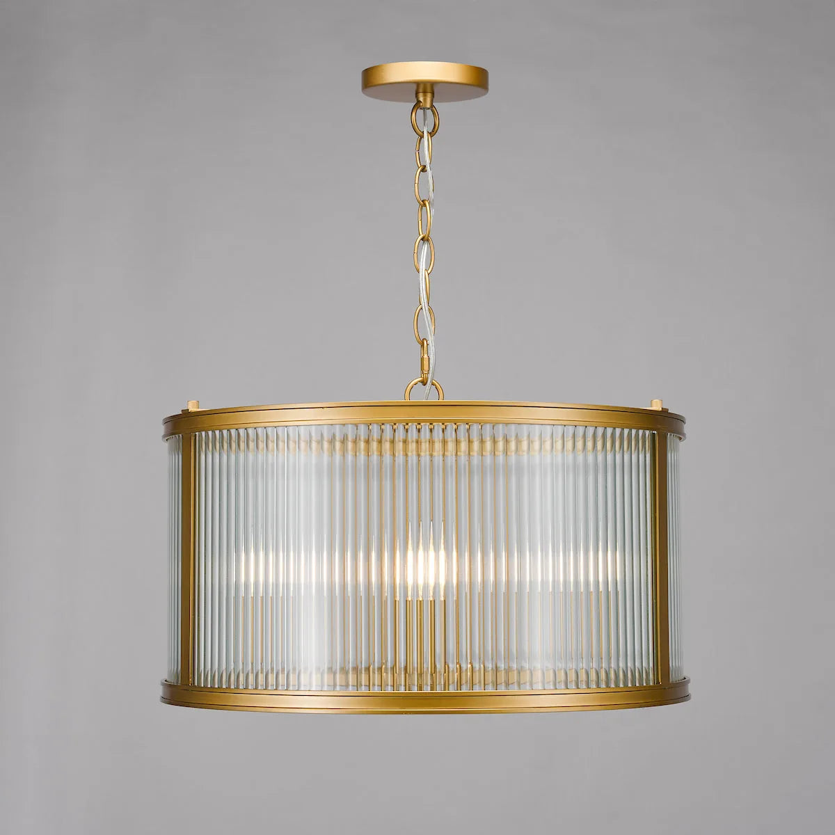 BiankaGlow | Elegant Bronze Ribbed Glass 3-Light Pendant Fixture 2