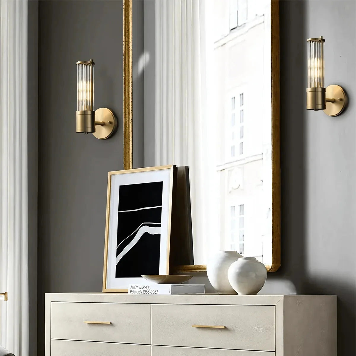 AthenaGlow | Stylish Modern Glass Bathroom Wall Light Sconce Fixture 1