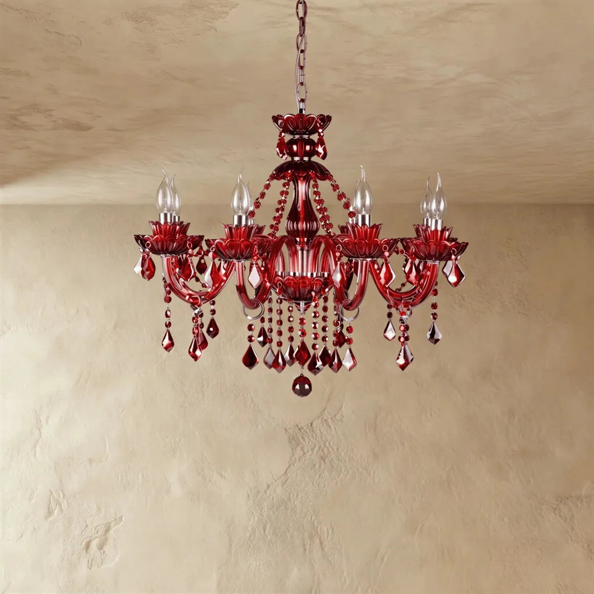 Brigitte | Elegant Timeless Red Chandelier Light for Dining Room Decor 1