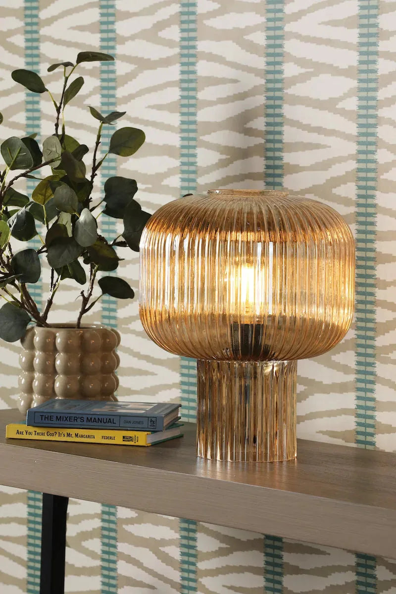 AmberGlow | Elegant Textured Glass Contemporary Table Lamp 2