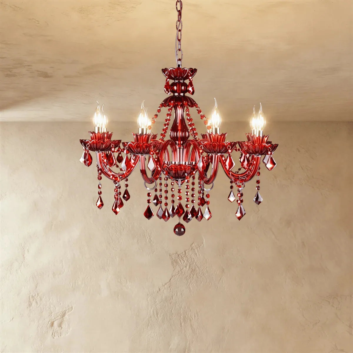 Brigitte | Elegant Timeless Red Chandelier Light for Dining Room Decor 2