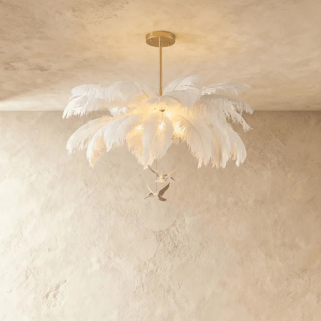 Freyza - AetherFeather | Elegant Adjustable Feather Chandelier Light