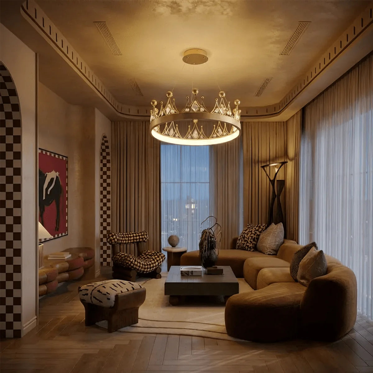Freyza - Celestia | Elegant Modern Crystal Crown Chandelier