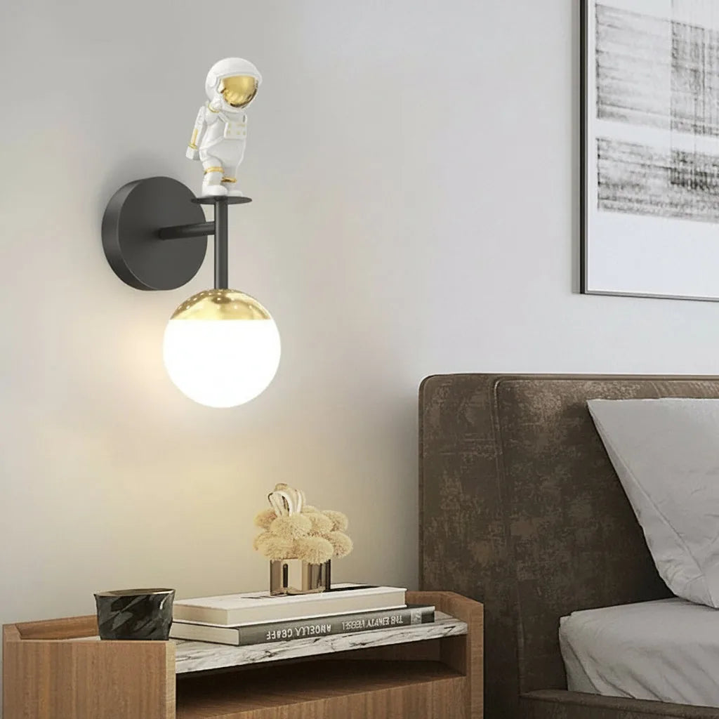 Freyza - Cartoon Astronaut LED Wall Sconce – Creative 20W Resin Space Art Wall Light - 3-Color Dimming