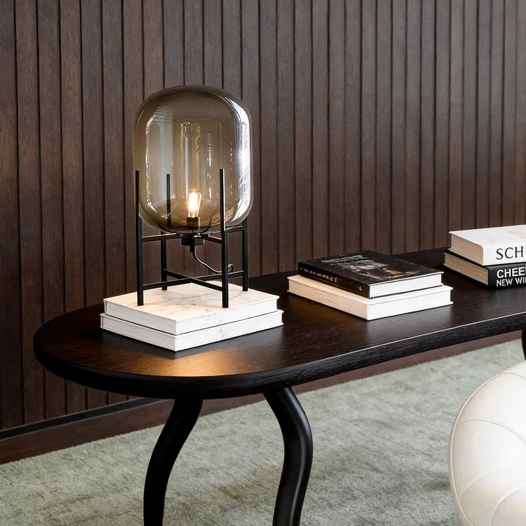 Bubbluxe | Modern Black Floor Lamp with Hand-Blown Glass Shade 1