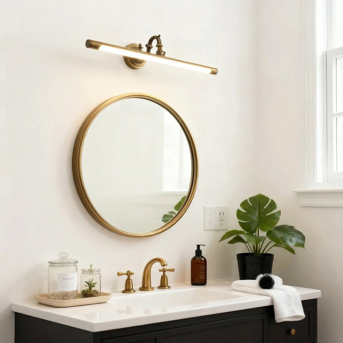 Freyza - Bathroom Mirror Light LED European Style Antique Brass 45-75cm