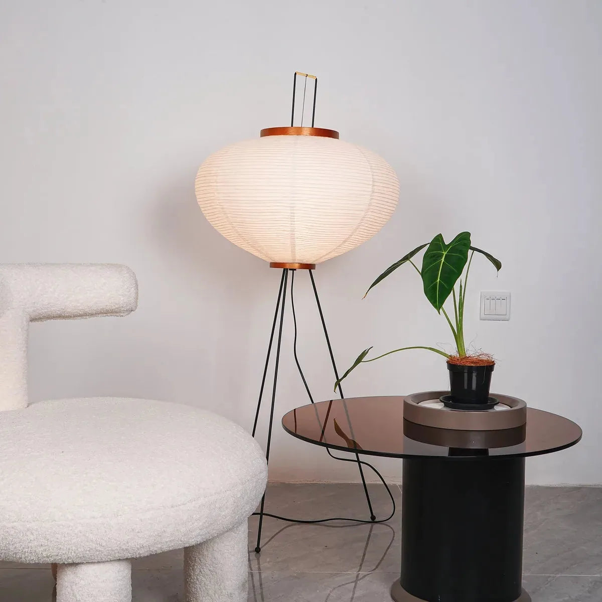 Artisan Light Sculptures | Modern Floor Lamp with Unique Washi Design | Elegant Lighting for Living Room Decor 1