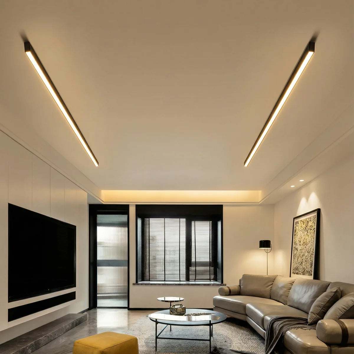 Freyza - Modern Linear LED Ceiling Light | Minimalist Flush Mount Bar with Remote Control