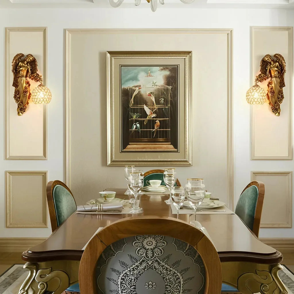 Freyza - Angel Wall Sconce – European Retro Resin Art Light (Antique Finish & E27)