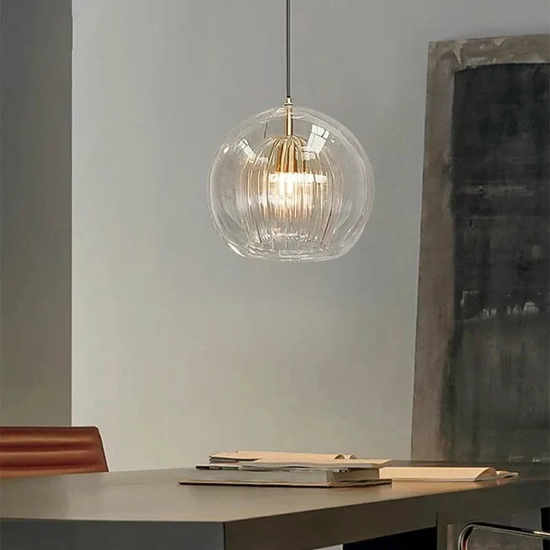 Freyza | Chic Double Glass Globe Pendant Light with Fluted Shade