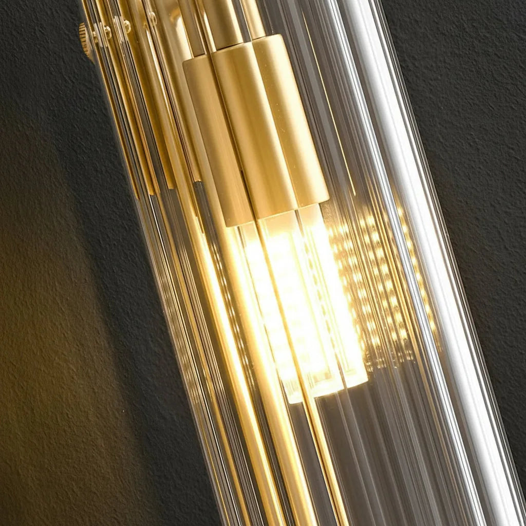 Freyza - Brass Wall Sconce – Modern 4-Light Oval Clear Glass Gold Vanity (G9 E12 & 60x30cm)