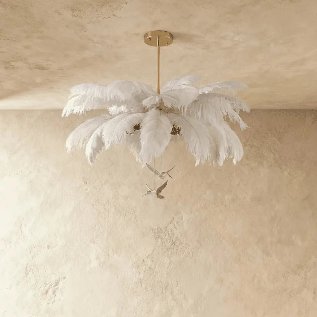 Freyza - AetherFeather | Elegant Adjustable Feather Chandelier Light