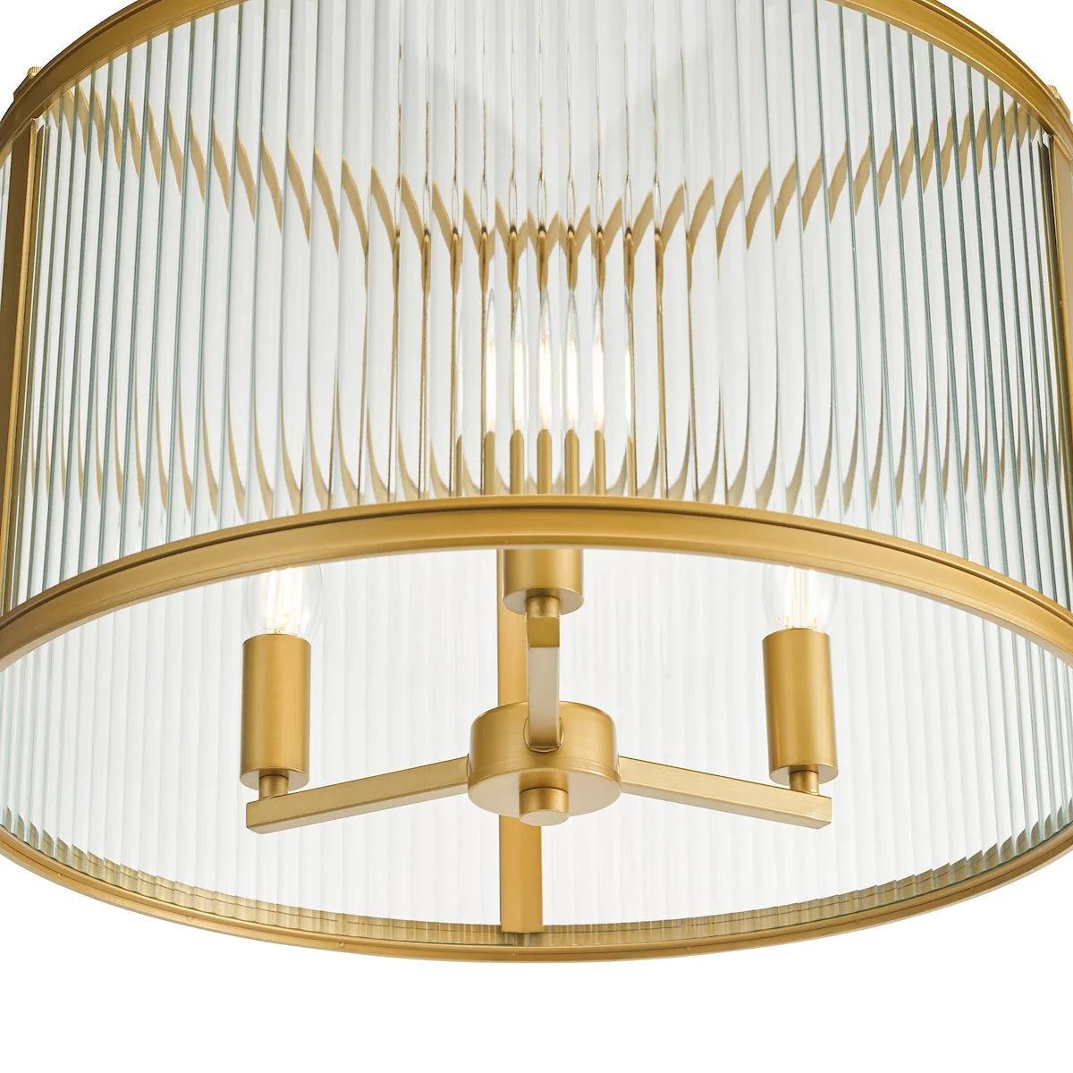 BiankaGlow | Elegant Bronze Ribbed Glass 3-Light Pendant Fixture 4