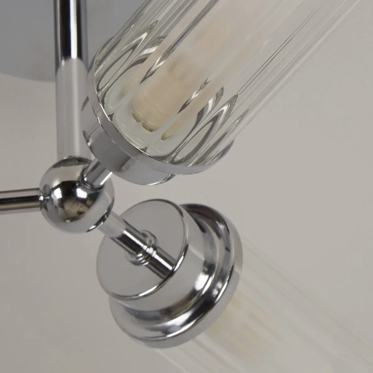 Freyza - Bathroom Ceiling Flush Light | 3-Light Chrome Fixture with Ridged Glass Shades | IP44 Rated Modern Lighting for Damp Environments