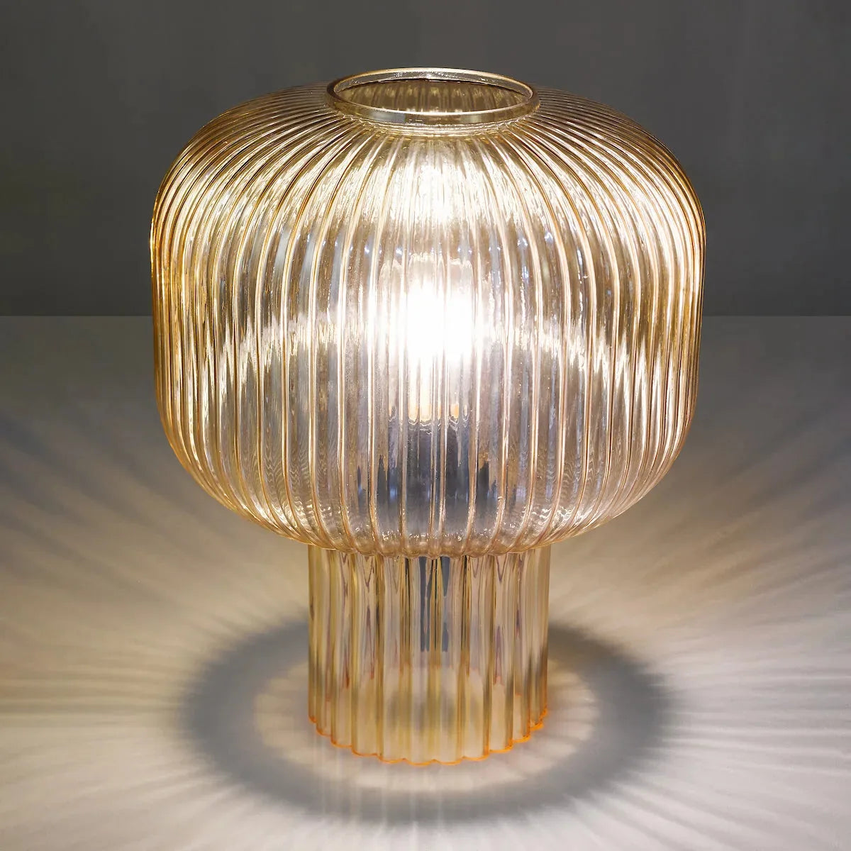 AmberGlow | Elegant Textured Glass Contemporary Table Lamp 5
