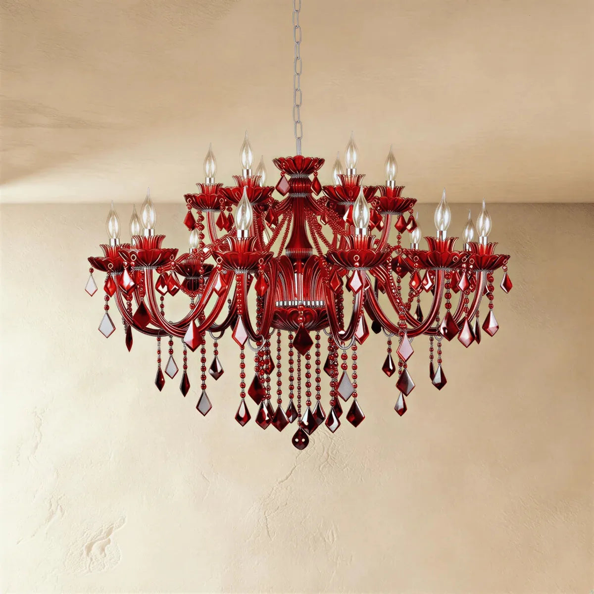 Brigitte | Elegant Timeless Red Chandelier Light for Dining Room Decor 4