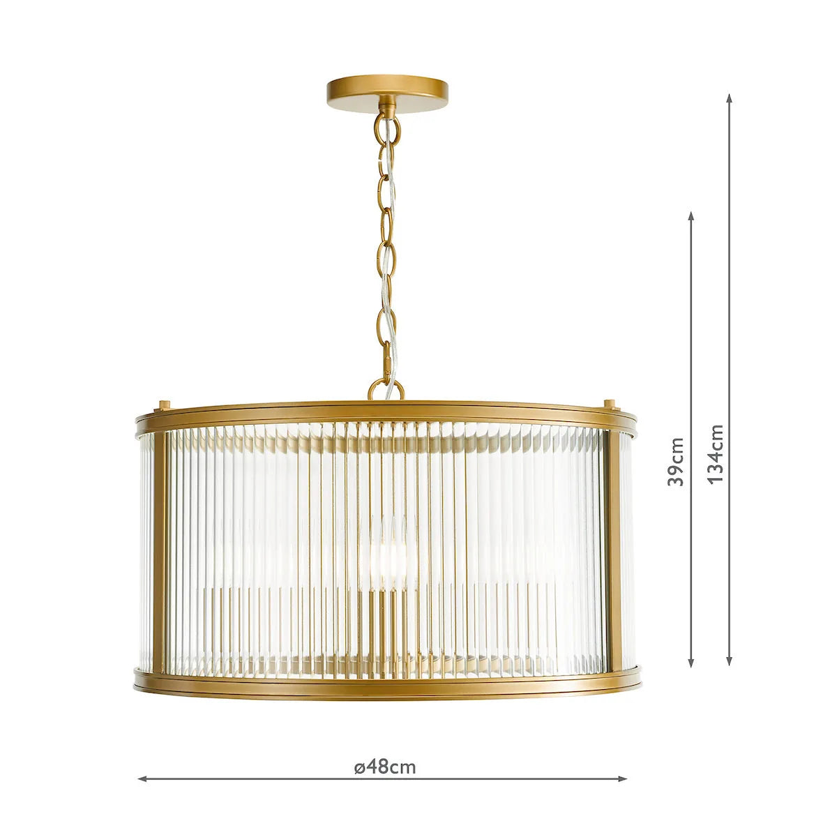 BiankaGlow | Elegant Bronze Ribbed Glass 3-Light Pendant Fixture 5