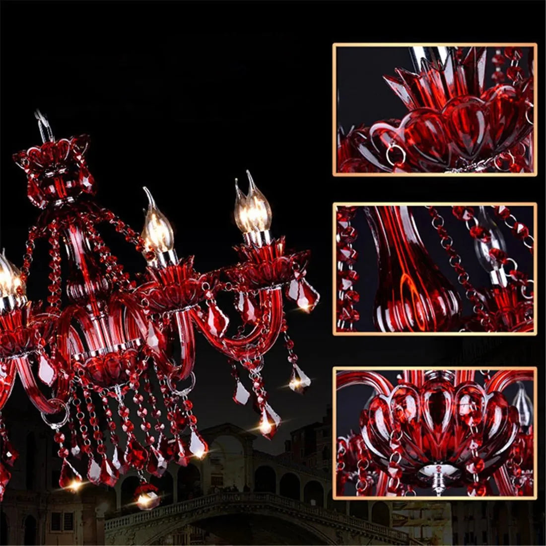 Freyza - Brigitte | Elegant Timeless Red Crystal Chandelier Light for Dining Room