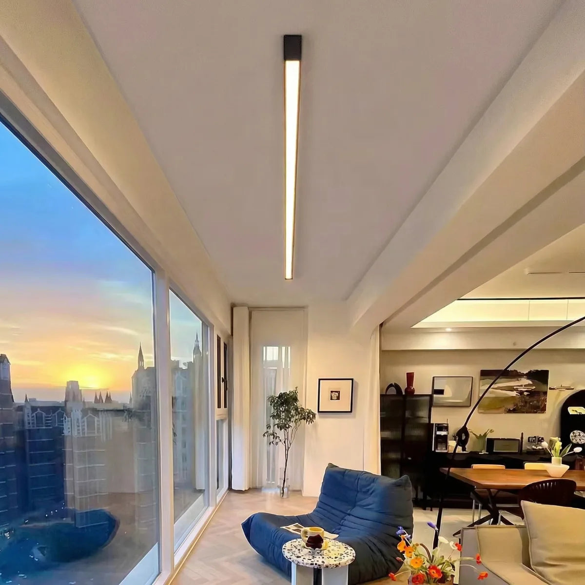 Freyza - Modern Linear LED Ceiling Light | Minimalist Flush Mount Bar with Remote Control