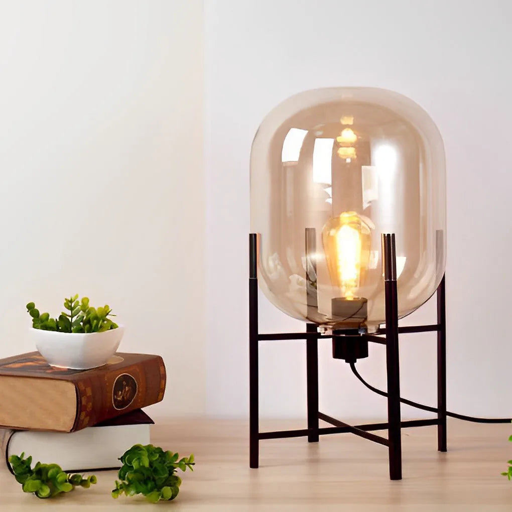 Bubbluxe | Modern Black Floor Lamp with Hand-Blown Glass Shade 4