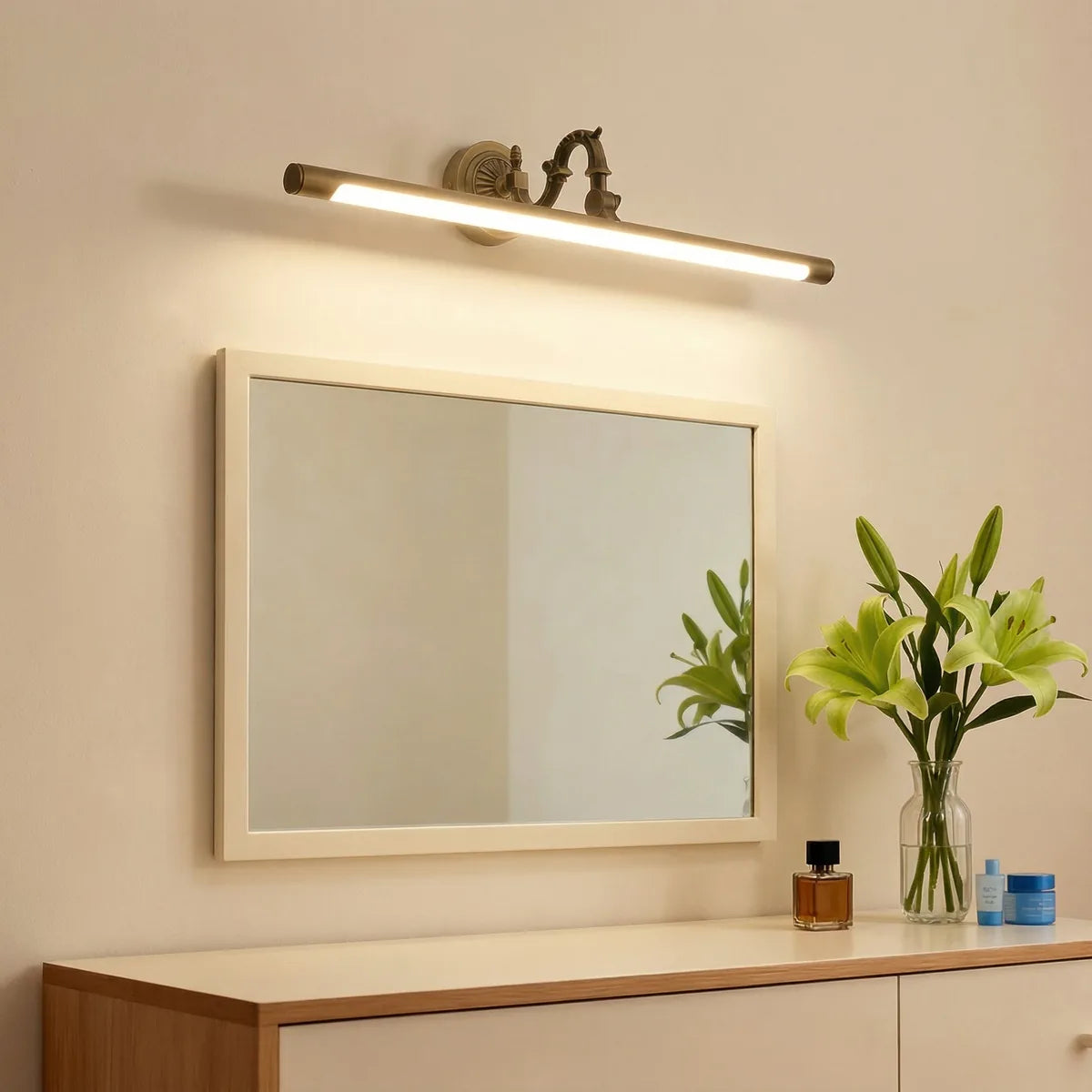 Freyza - Bathroom Mirror Light LED European Style Antique Brass 45-75cm