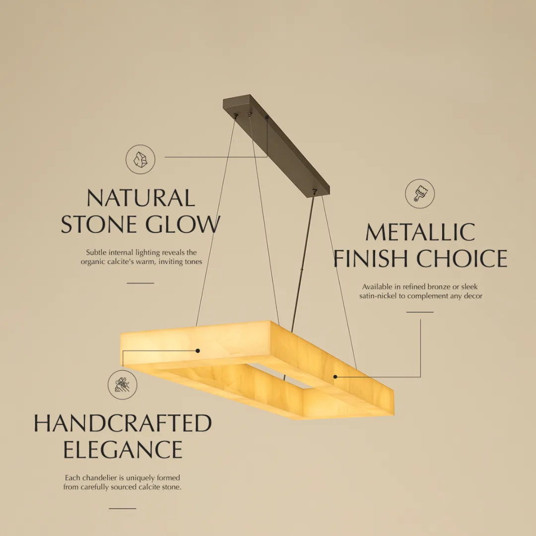 Freyza - CalciteGlow | Elegant Modern Rectangular Chandelier Light