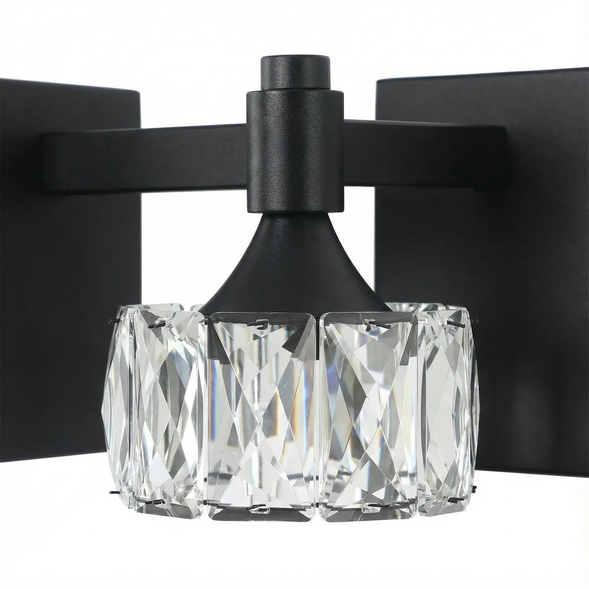 Freyza - Bathroom Vanity Sconce LED 4-6 Light Matte Black Crystal Glass Wall Light