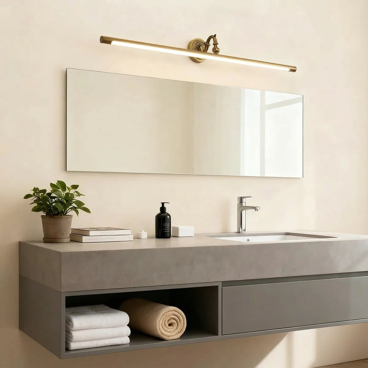 Freyza - Bathroom Mirror Light LED European Style Antique Brass 45-75cm