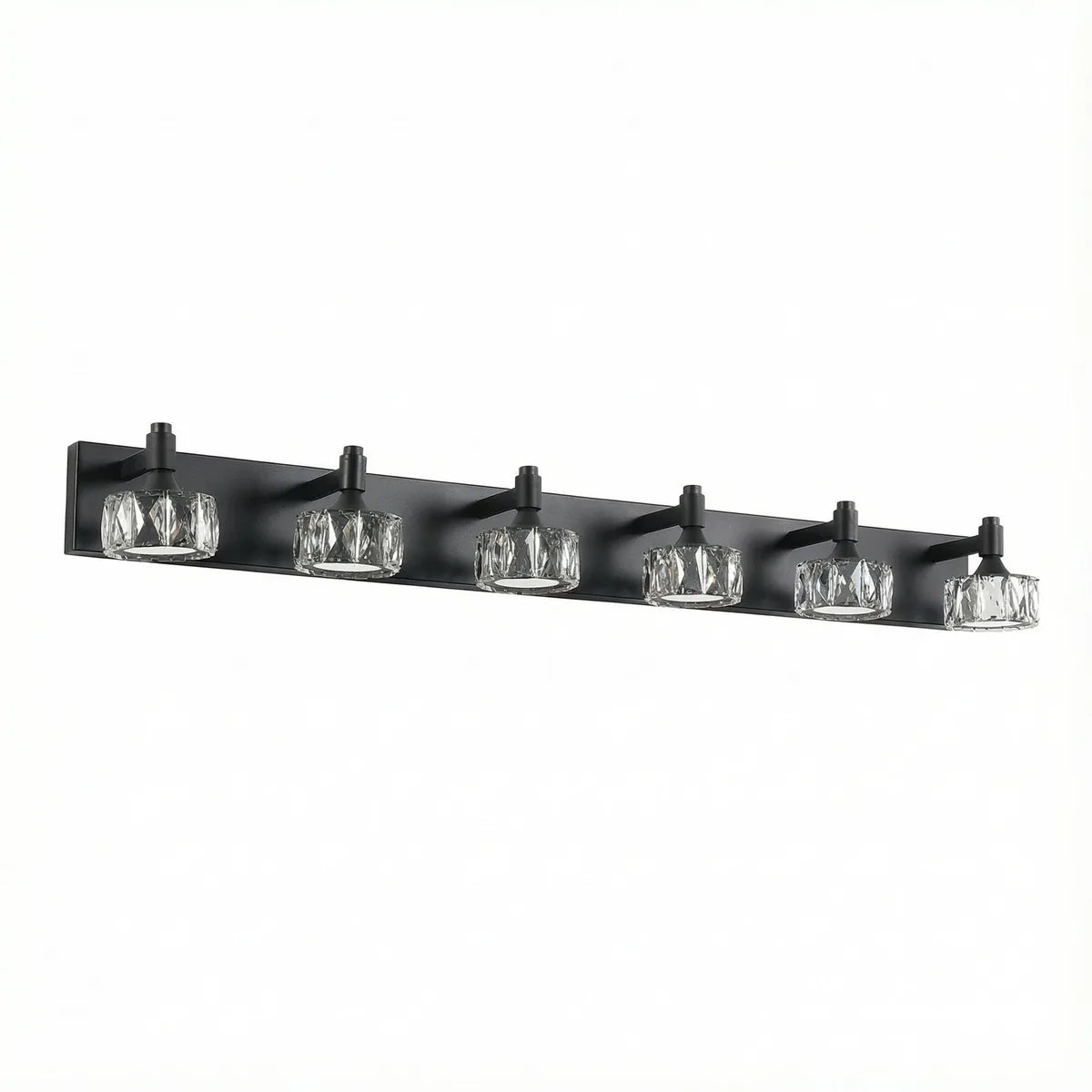 Freyza - Bathroom Vanity Sconce LED 4-6 Light Matte Black Crystal Glass Wall Light