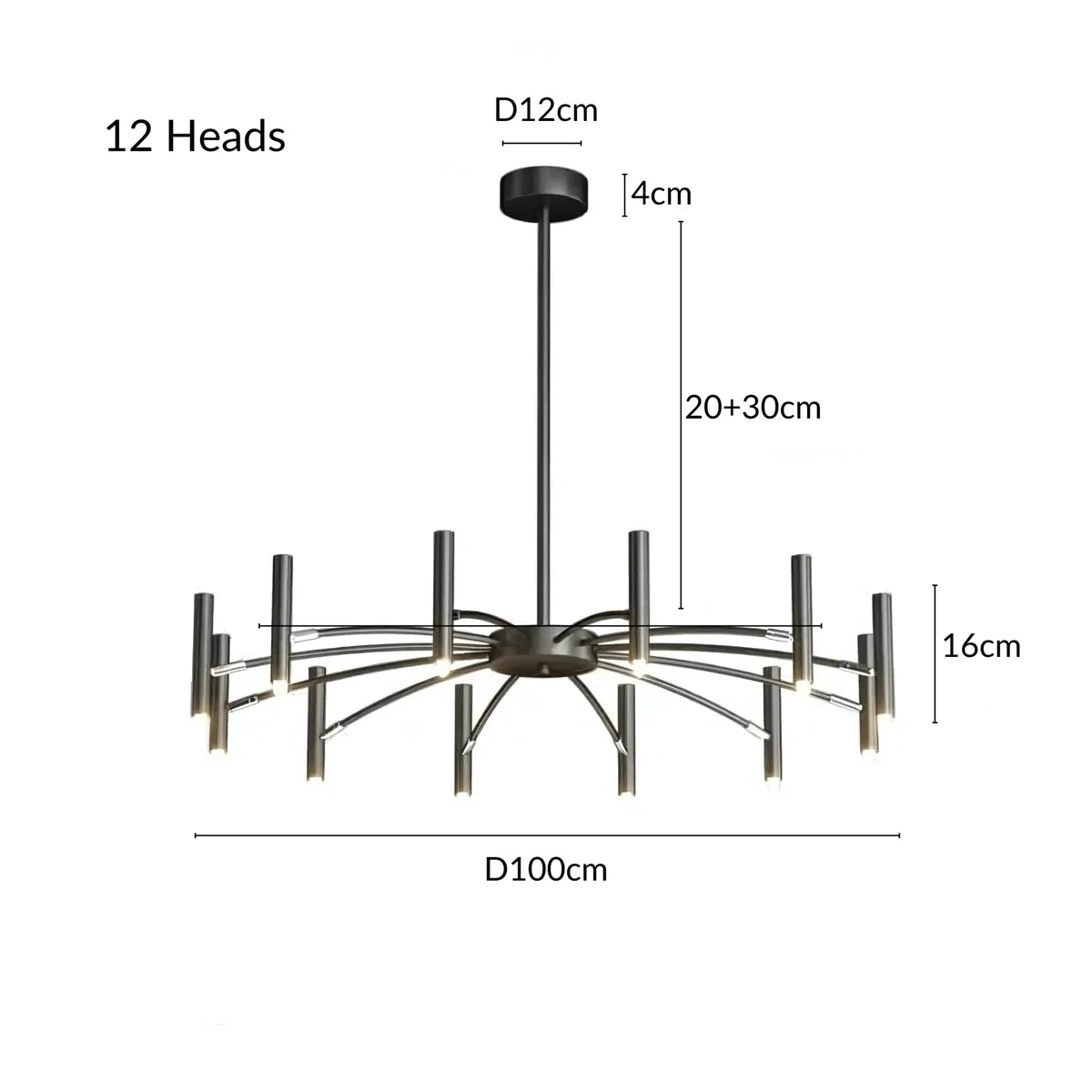 Freyza - BristolAura | Elegant Modern Metal Chandelier with Tubular Design