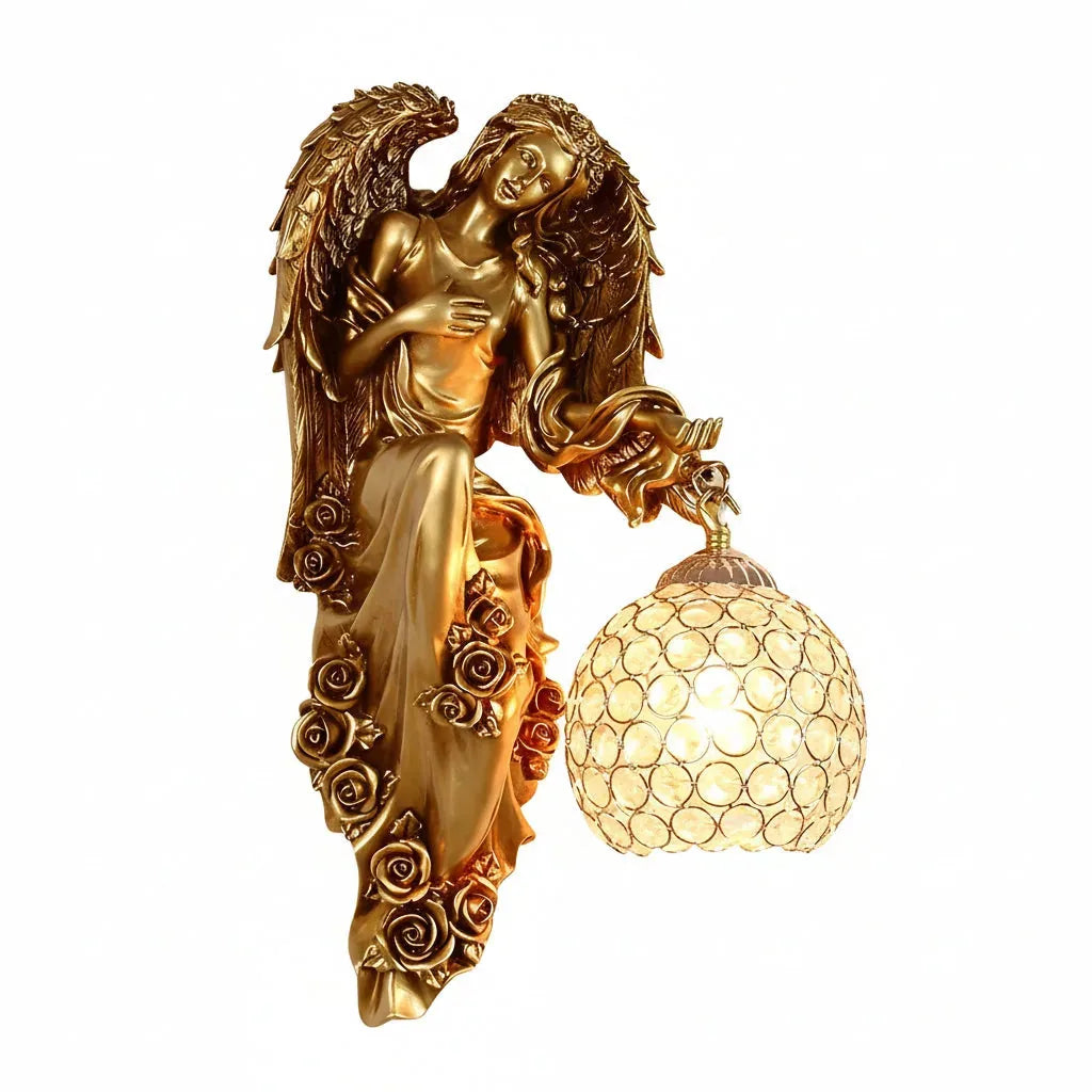 Freyza - Angel Wall Sconce – European Retro Resin Art Light (Antique Finish & E27)