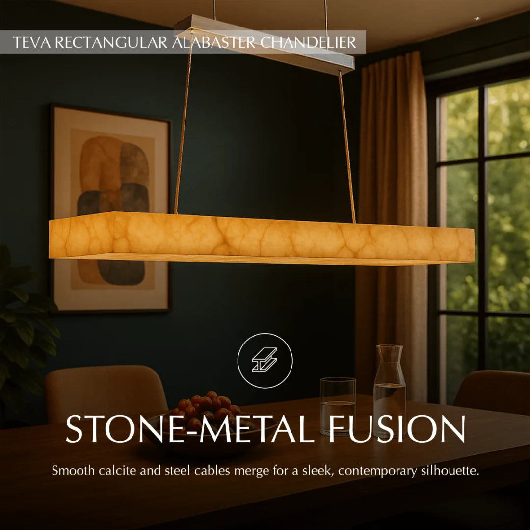 Freyza - CalciteGlow | Elegant Modern Rectangular Chandelier Light