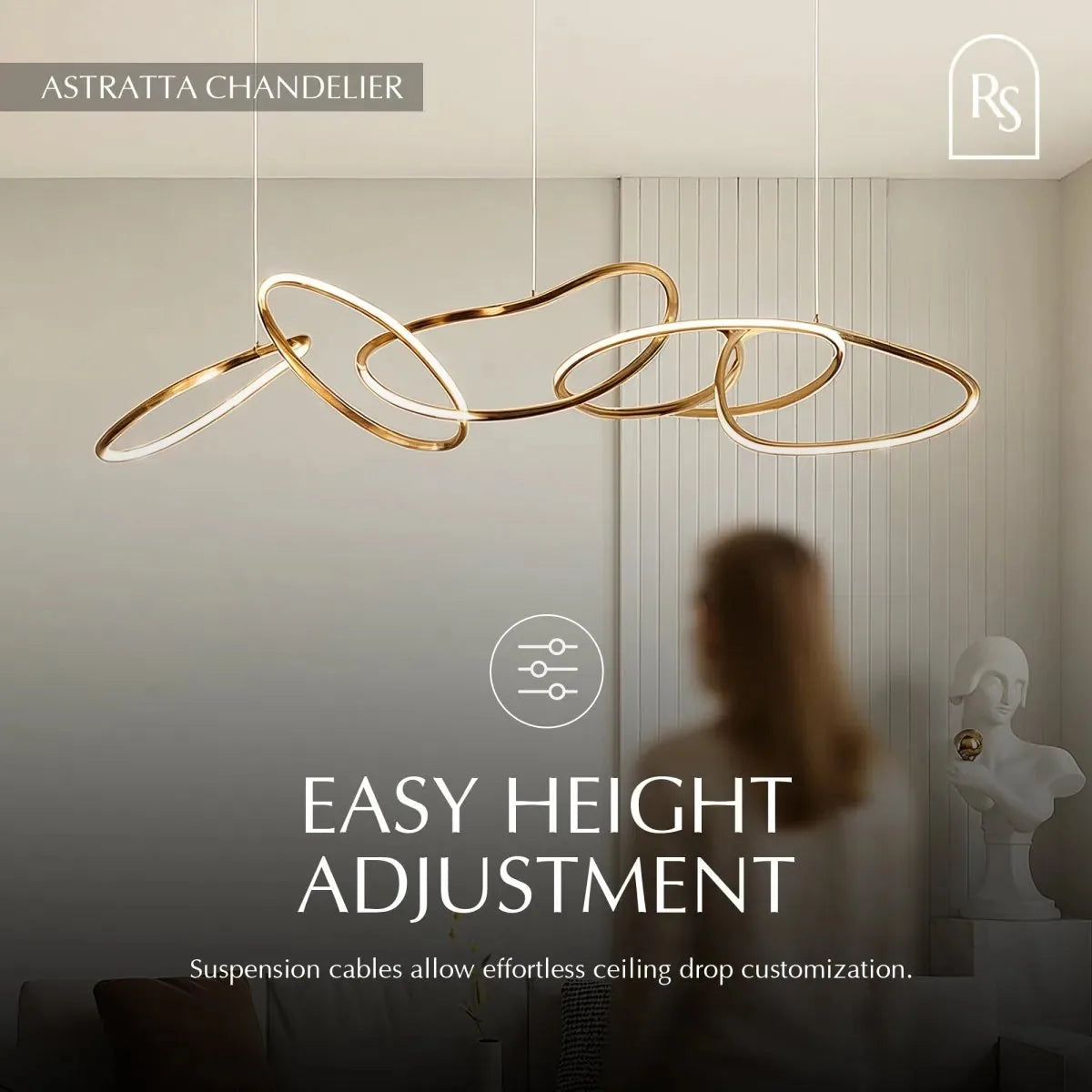 Freyza - Astratta | Elegant Modern Abstract LED Chandelier with Adjustable Height