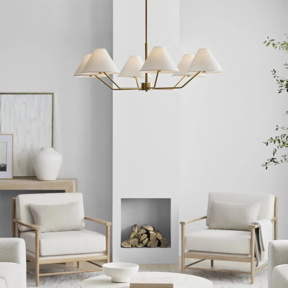 Freyza -  Black Chandelier Light with 5 or 6 Heads | Elegant Fabric Shade for Warm Home Ambiance