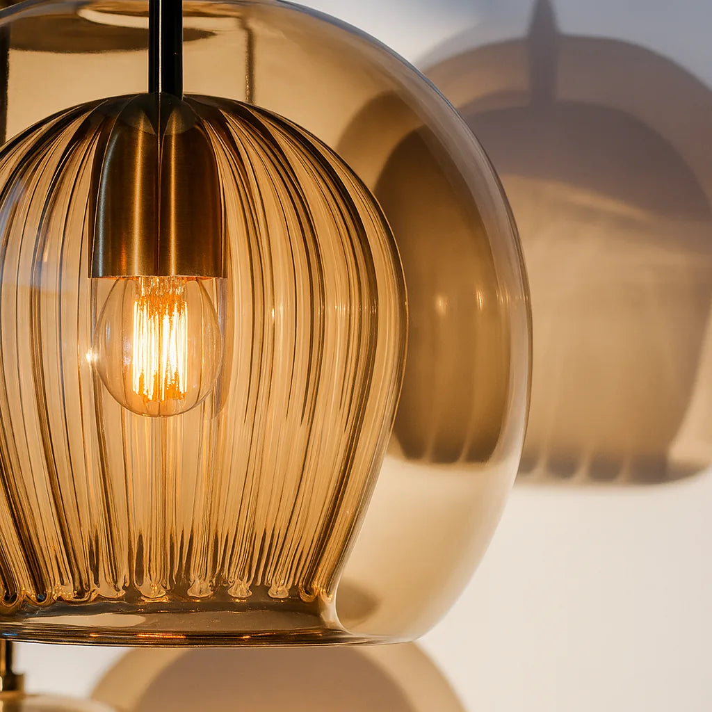 Freyza | Chic Double Glass Globe Pendant Light with Fluted Shade