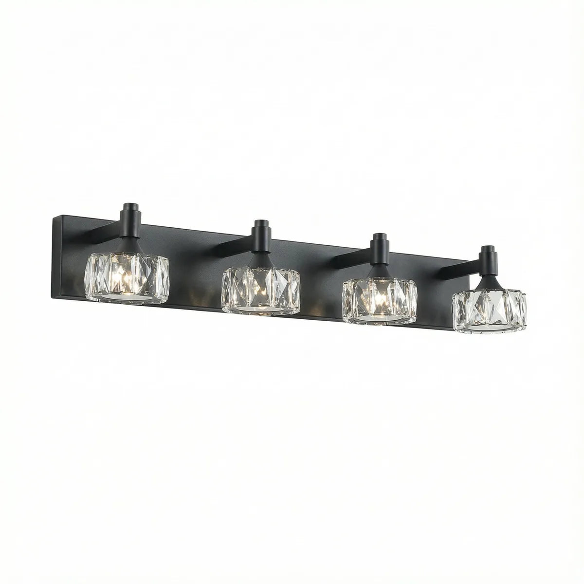 Freyza - Bathroom Vanity Sconce LED 4-6 Light Matte Black Crystal Glass Wall Light