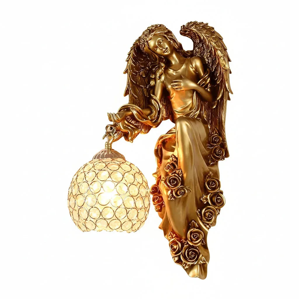 Freyza - Angel Wall Sconce – European Retro Resin Art Light (Antique Finish & E27)