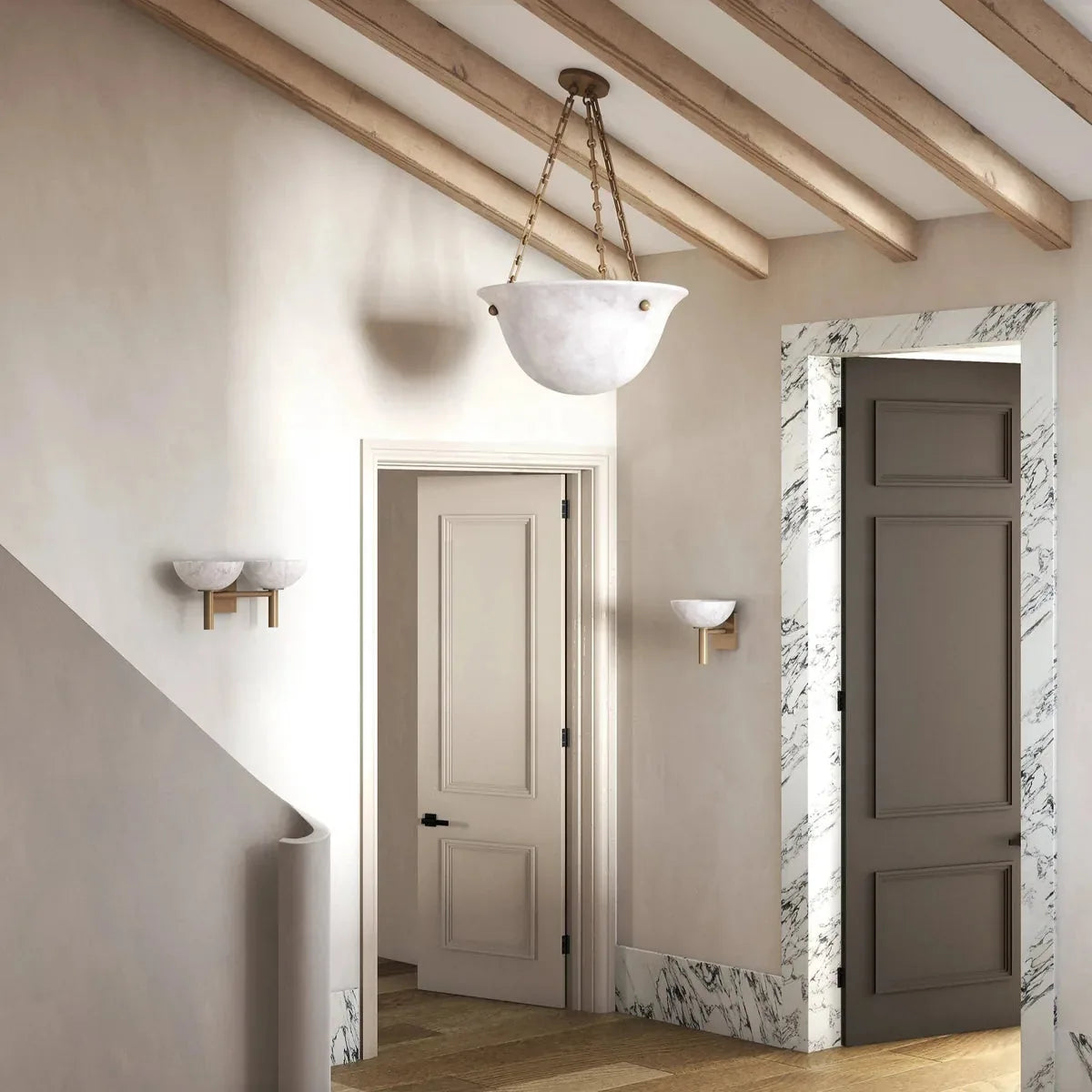 Freyza - Alabaster Wall Lamp with Unique Patterns | Elegant Wall Lights Indoor for Stylish Home Decor