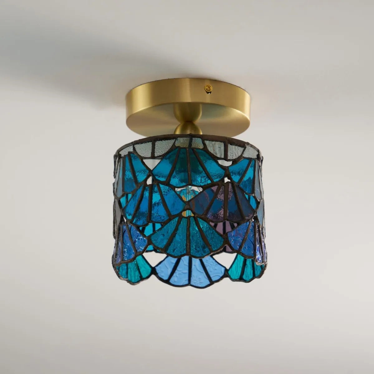 Tiffany Ceiling Light Fixture with Handmade Mosaic Glass | Dimmable Design for Warm Bathroom Ambiance 6