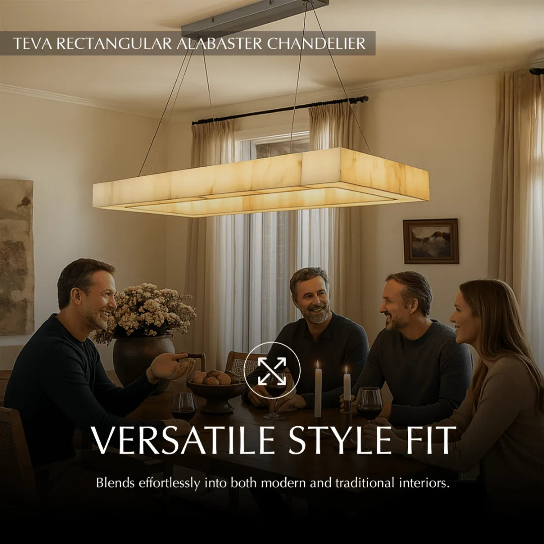 Freyza - CalciteGlow | Elegant Modern Rectangular Chandelier Light